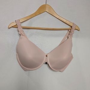 Natori Bra Body Double Lace Trim Underwire  32 DDD F Light Pink Nude 736037